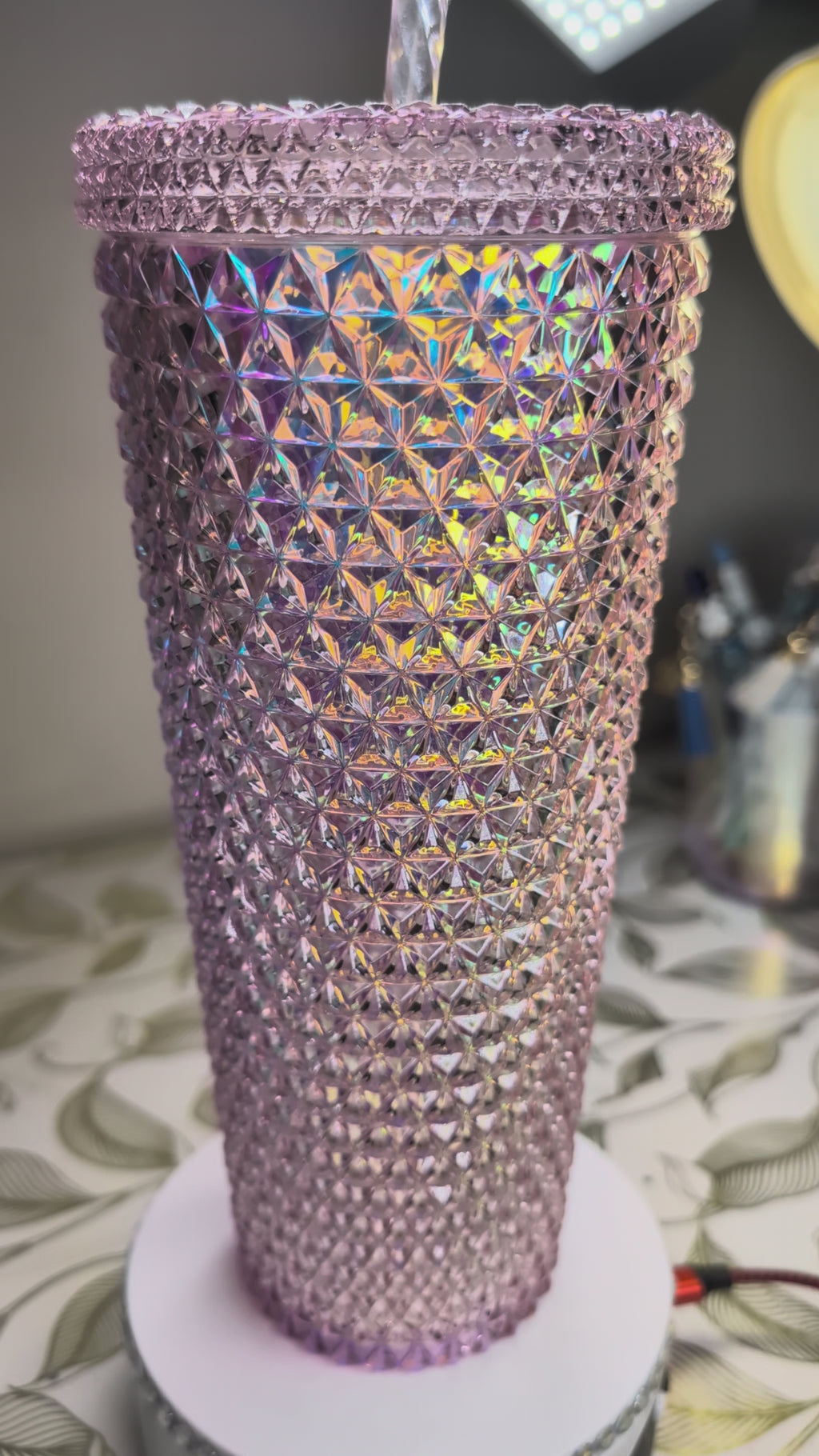 26oz Pink Holographic tumbler