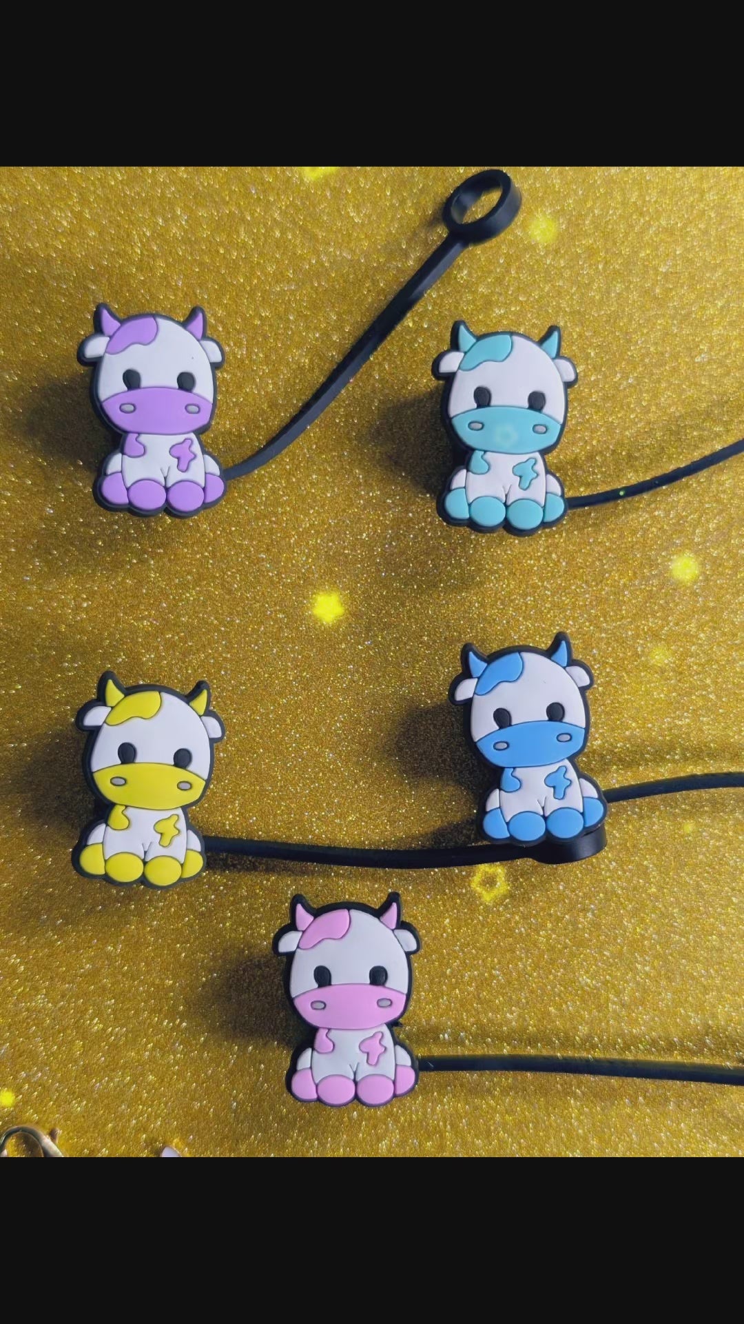 Cow straw toppers