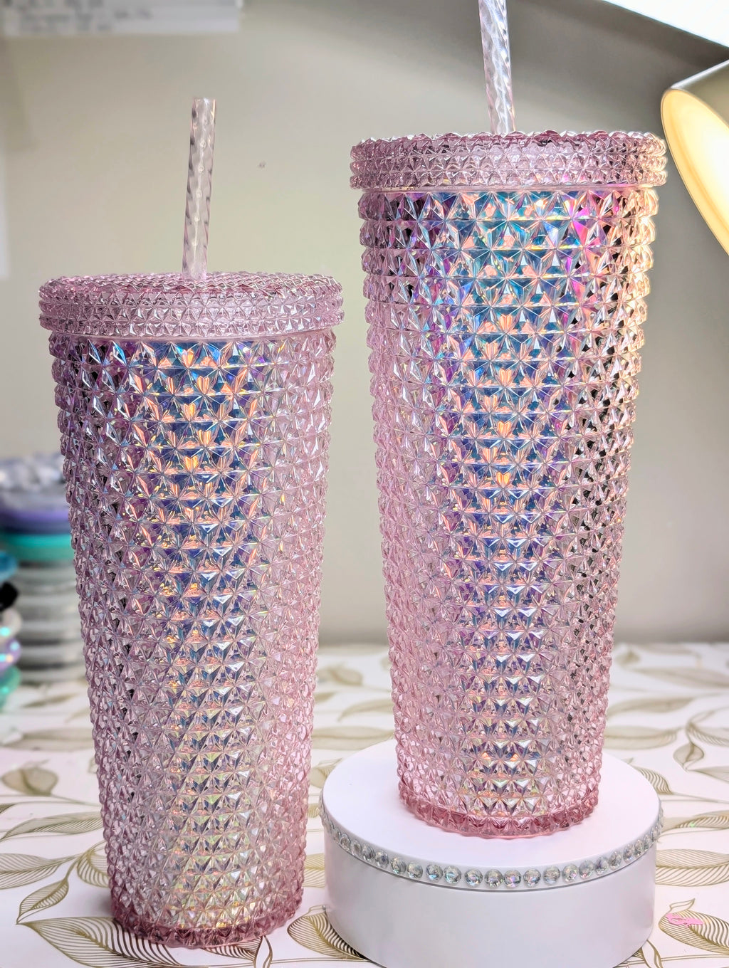 26oz Pink Holographic tumbler