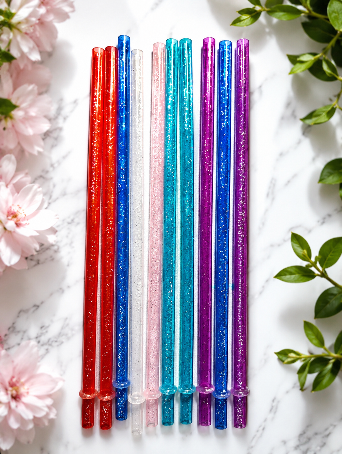 Glitter 20oz Plastic straws